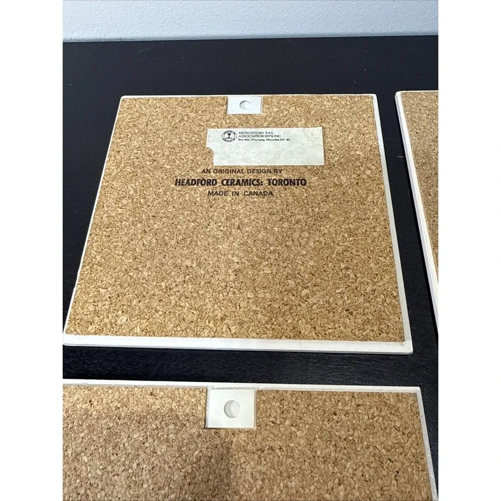 4 Headford Ceramic Tile WALL DECOR Canadian National Railway Train Trivet